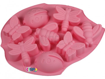QP0023S silicone mold: Ladybug, Butterfly, Bee, Dragonfly
